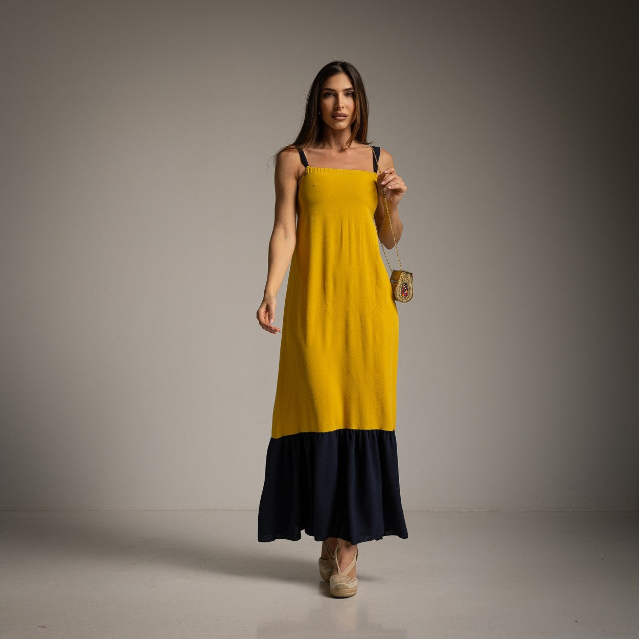 Yellow and Blue Maxi Dress