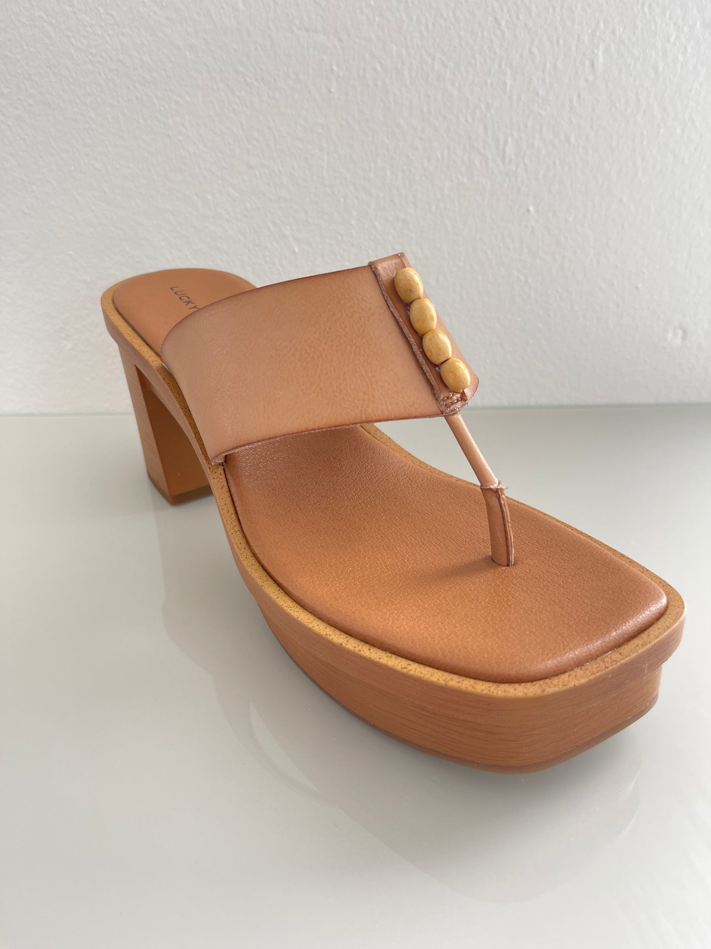 Tan Rubber Platform Sandals