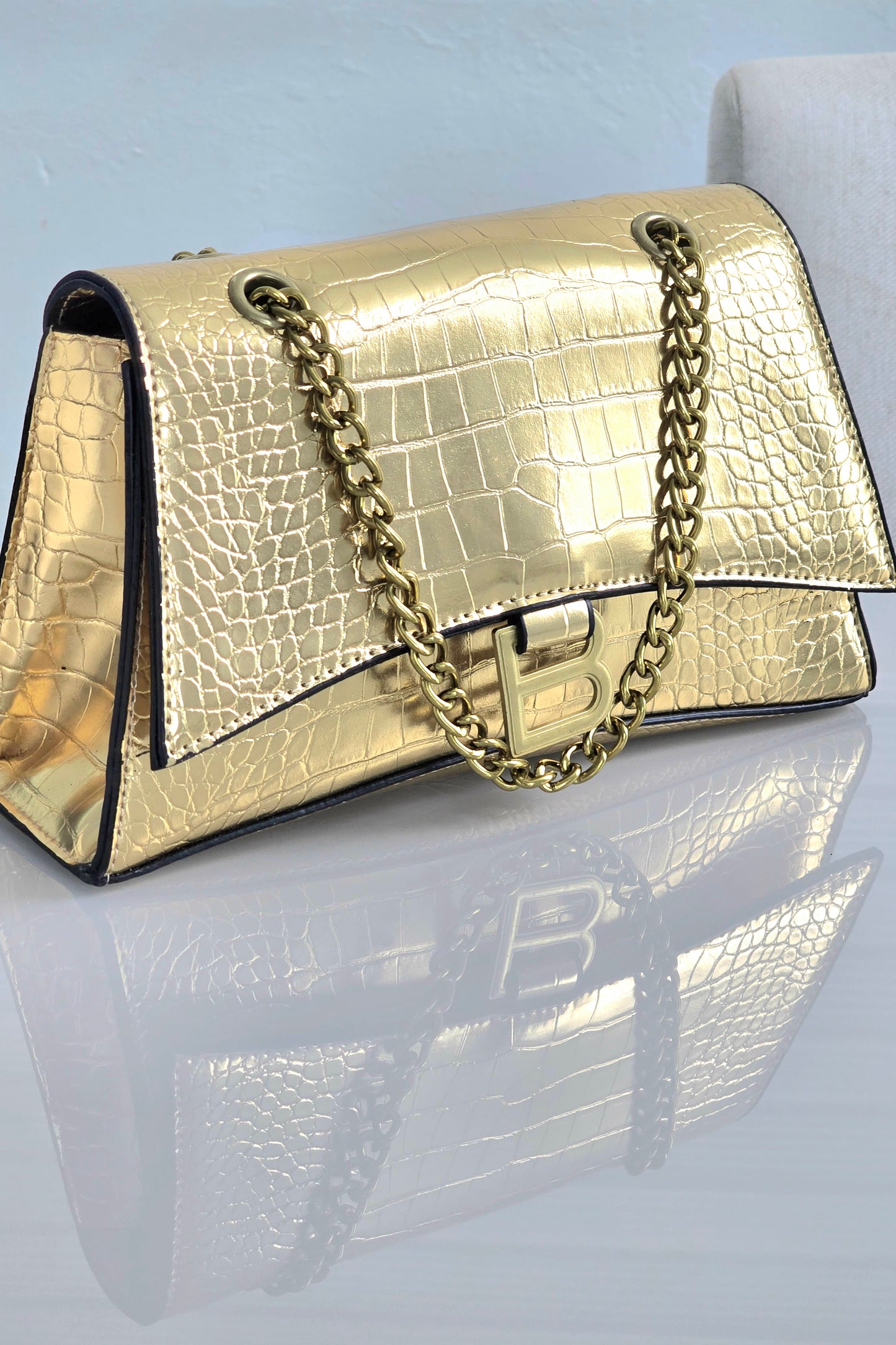 Gold Pu Canva Bag
