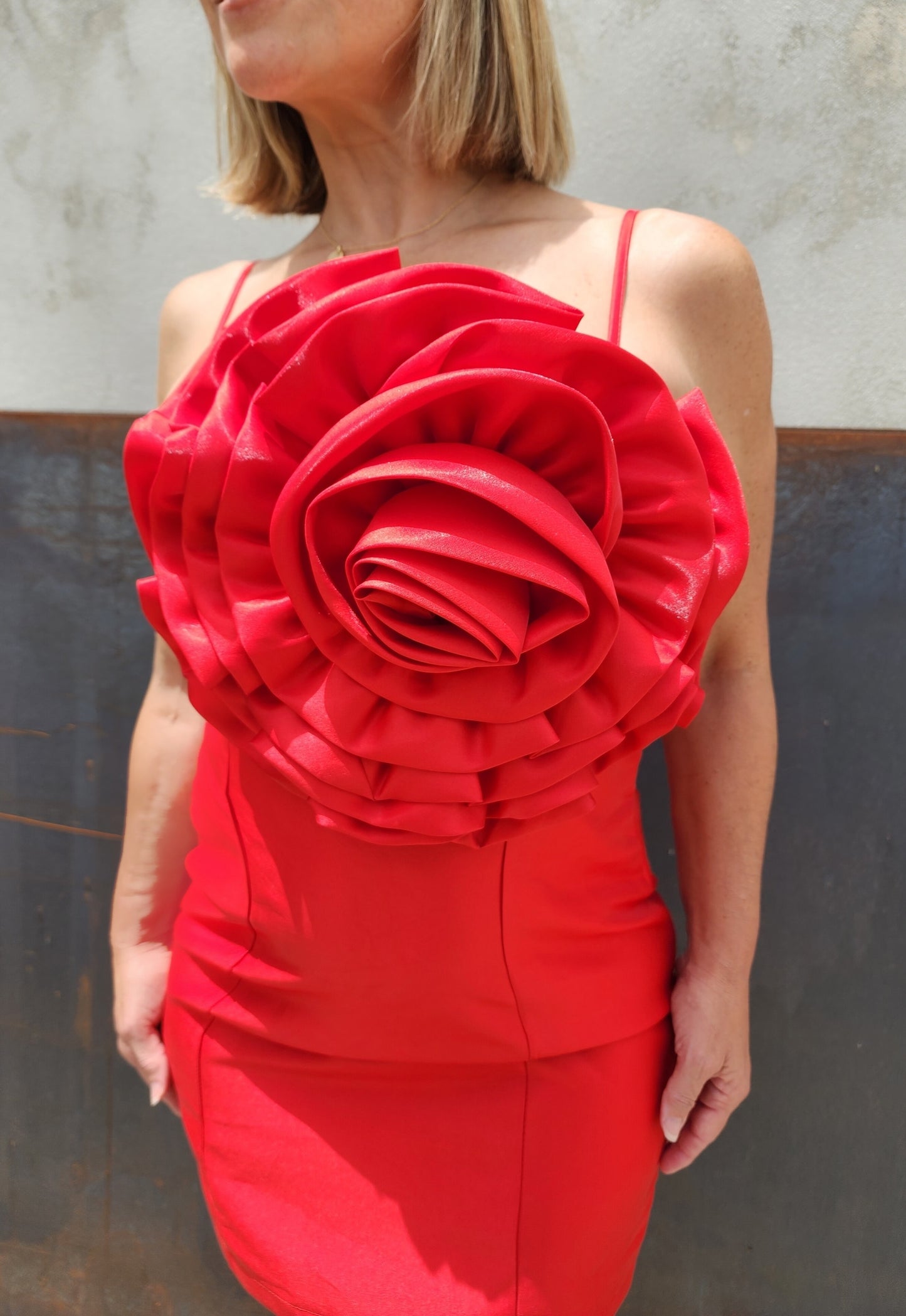 Red Big Flower Cocktail Dress
