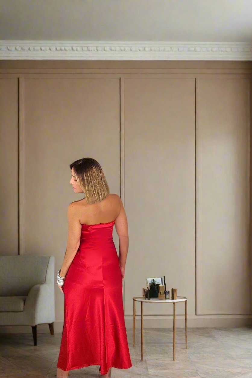 Corset Red Midi Dress