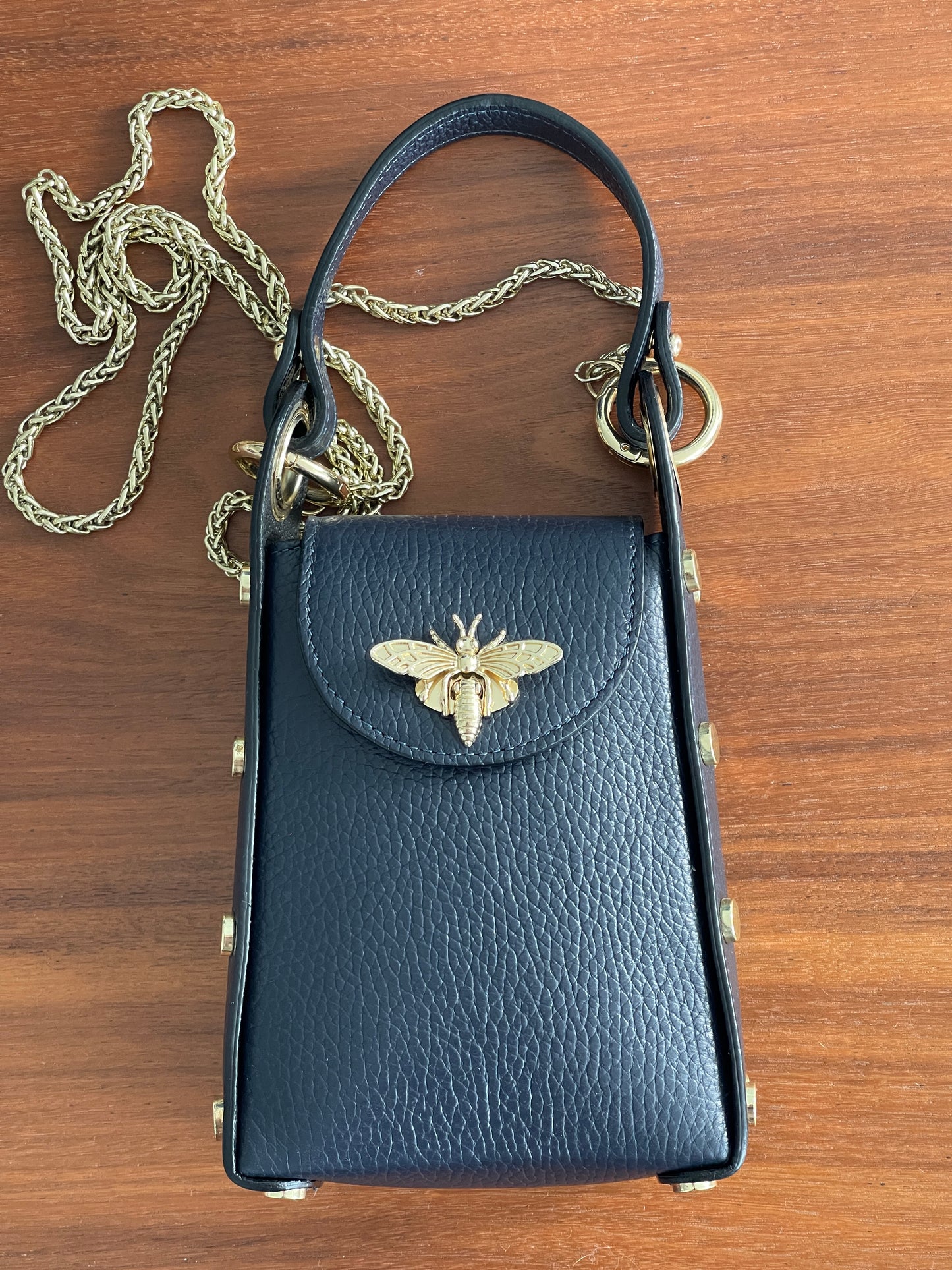 Hand Crafted All Leather Black Handbag