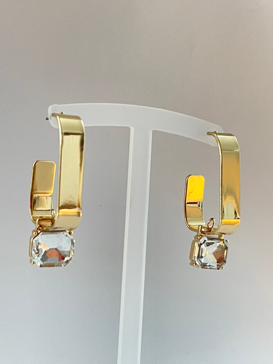 Gold and Rhinestone Geometric Earrings