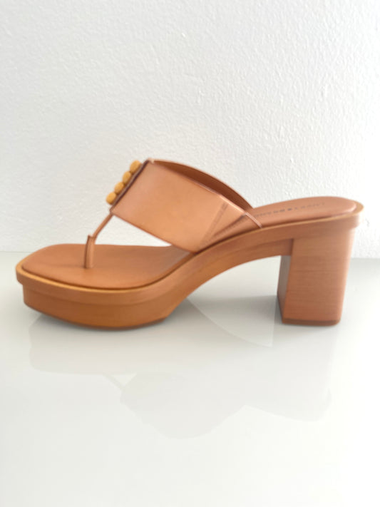 Tan Rubber Platform Sandals