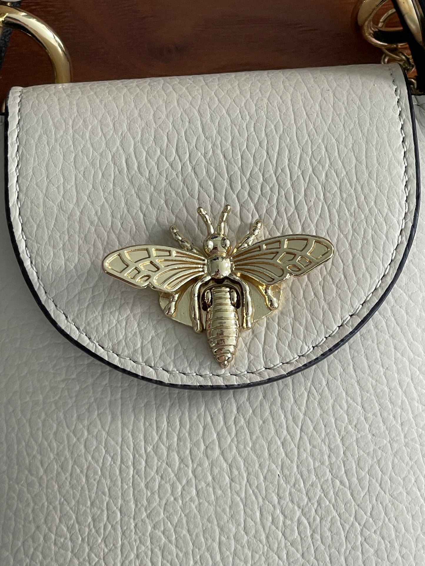 Hand Crafted All Leather Beige Handbag