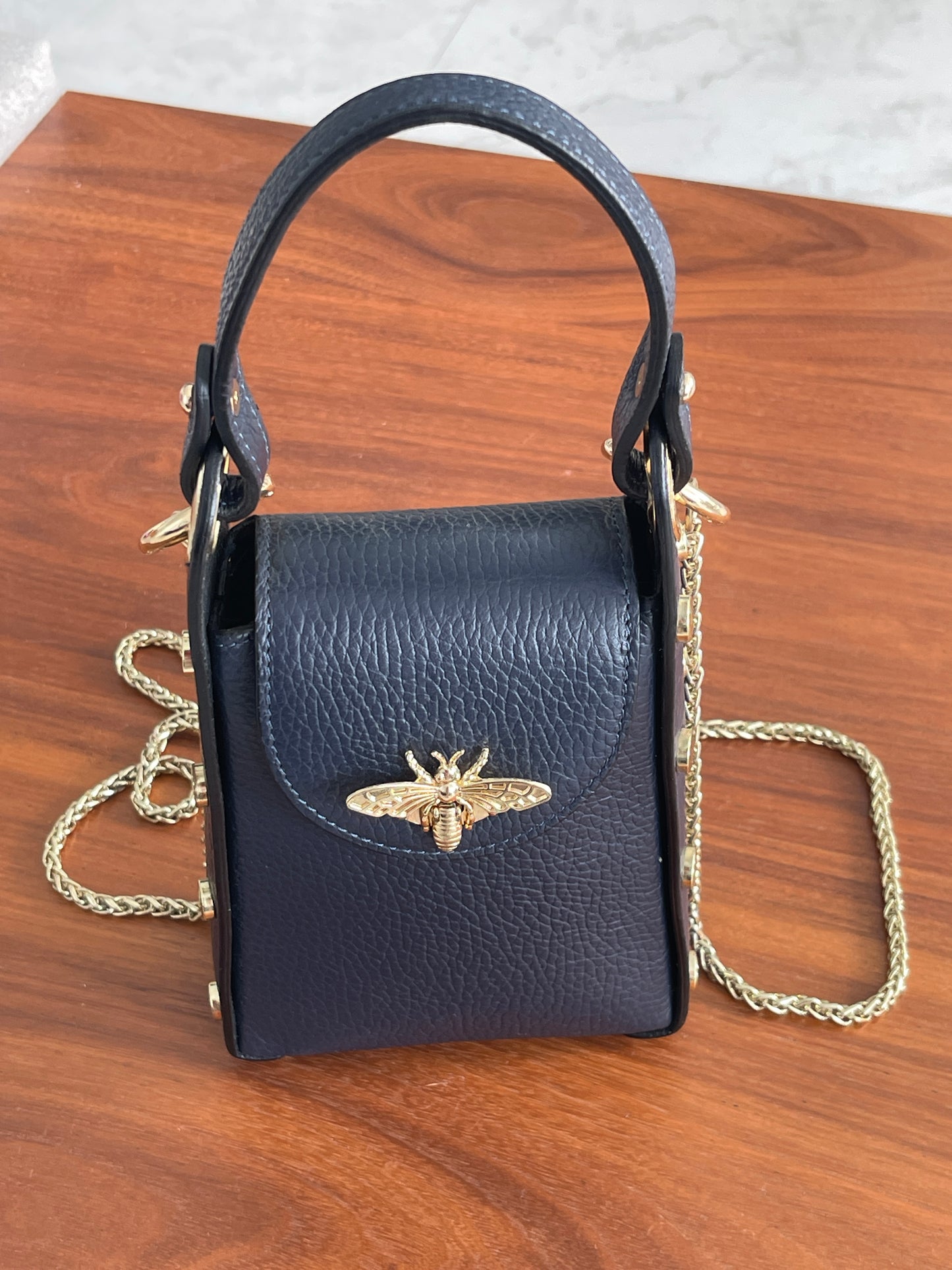 Hand Crafted All Leather Black Handbag