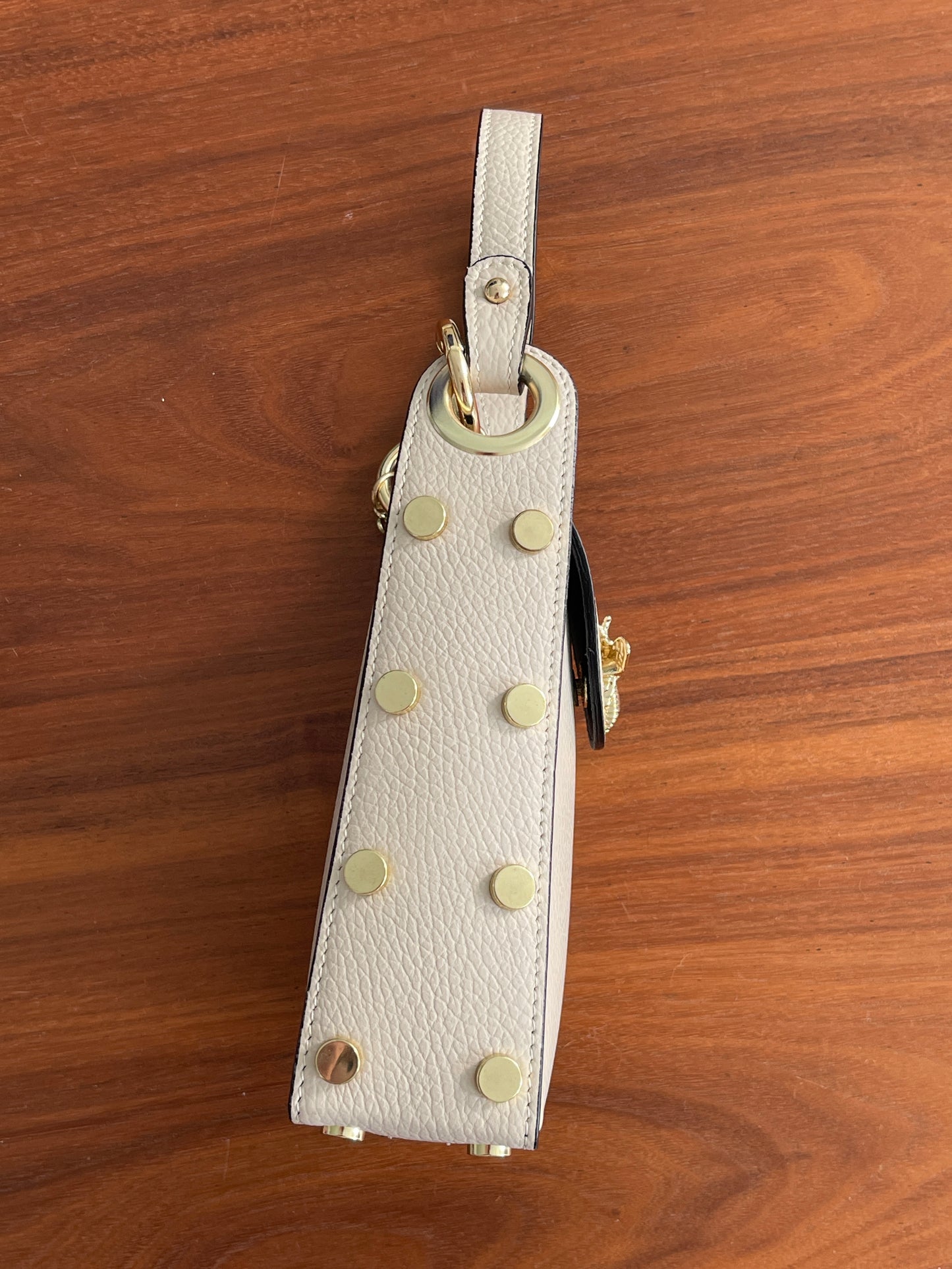 Hand Crafted All Leather Beige Handbag