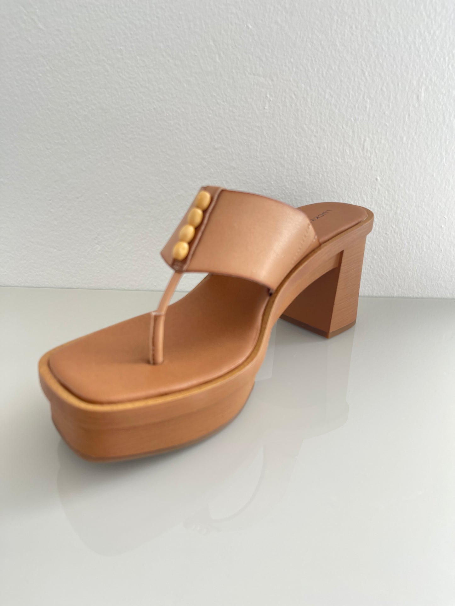 Tan Rubber Platform Sandals