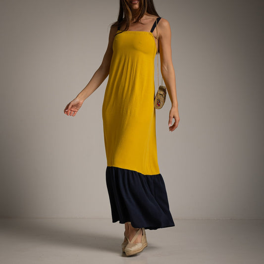 Yellow and Blue Maxi Dress
