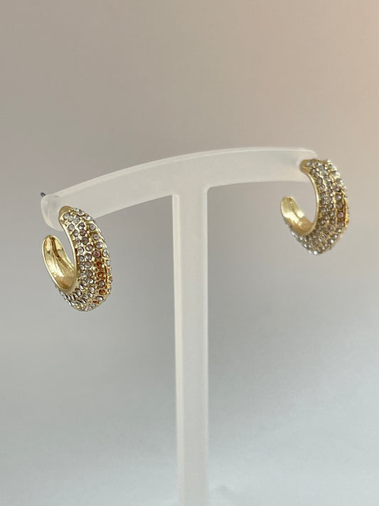 Pave Stone Gold Earrings