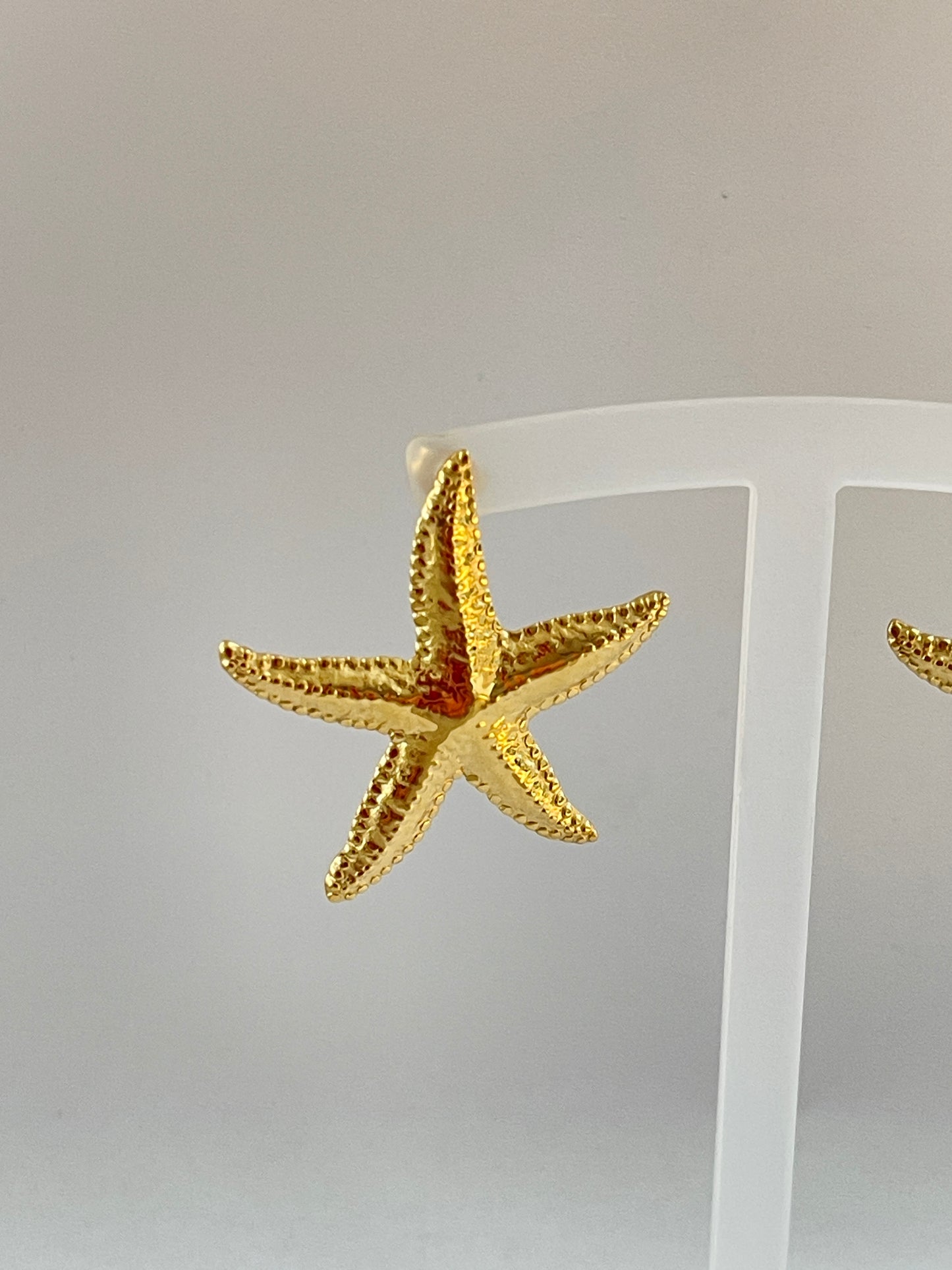 Gold Stainless Steel Starfish Earrings