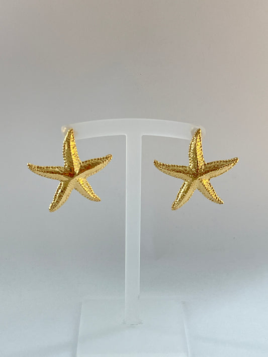 Gold Stainless Steel Starfish Earrings